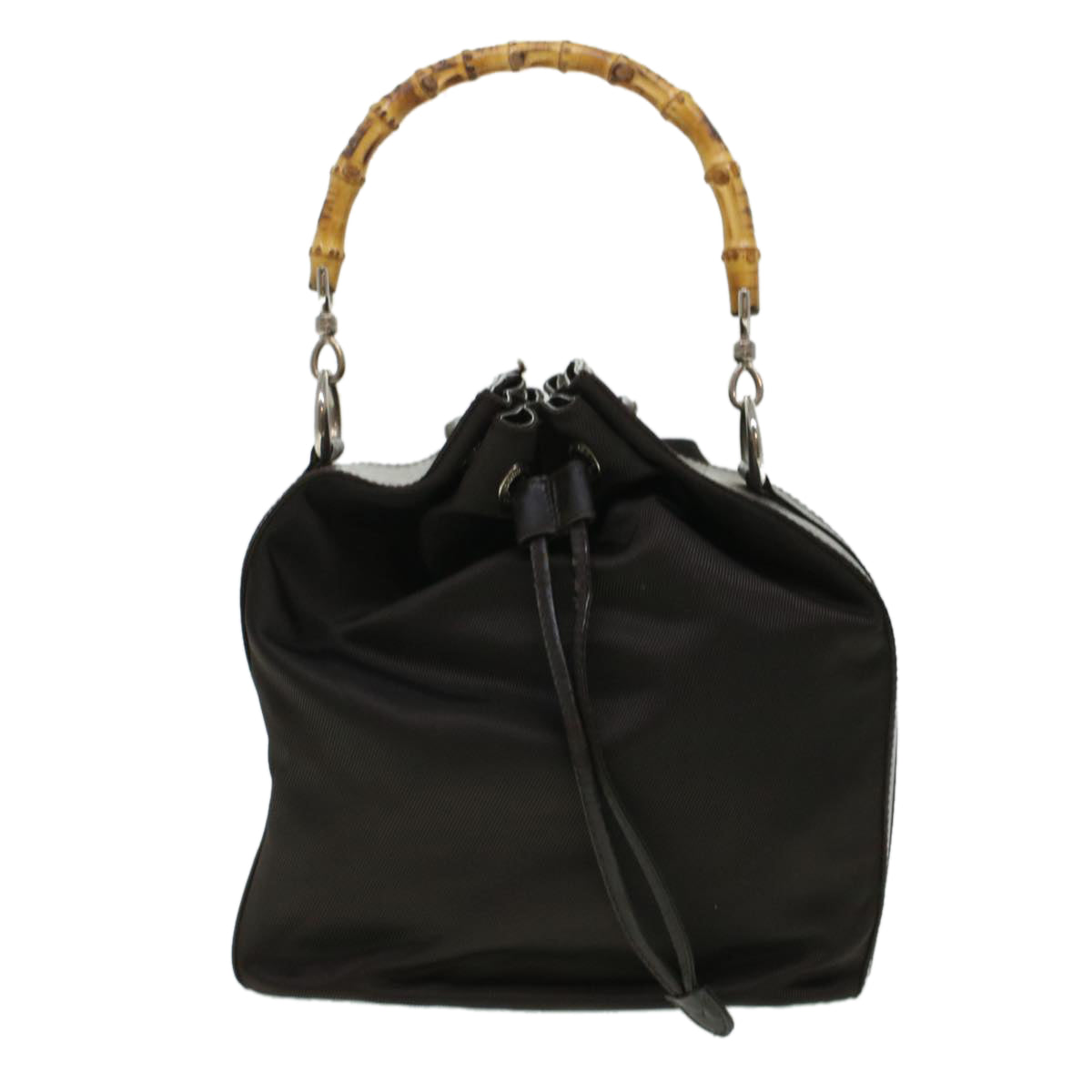 GUCCI Bamboo Shoulder Bag Canvas 2way Dark Brown ti1132
