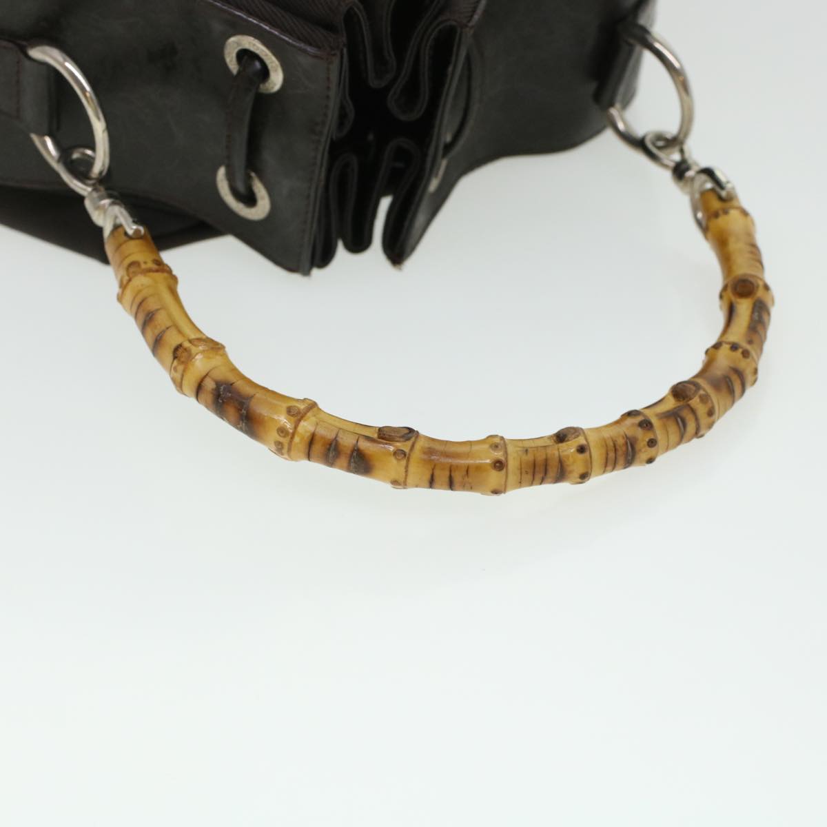 GUCCI Bamboo Shoulder Bag Canvas 2way Dark Brown ti1132