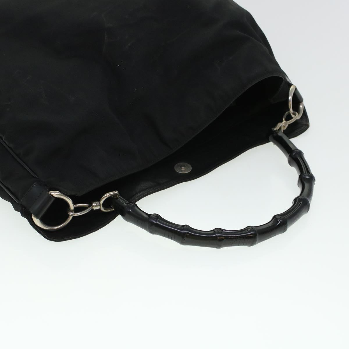 GUCCI Bamboo Shoulder Bag Canvas Black ti1134
