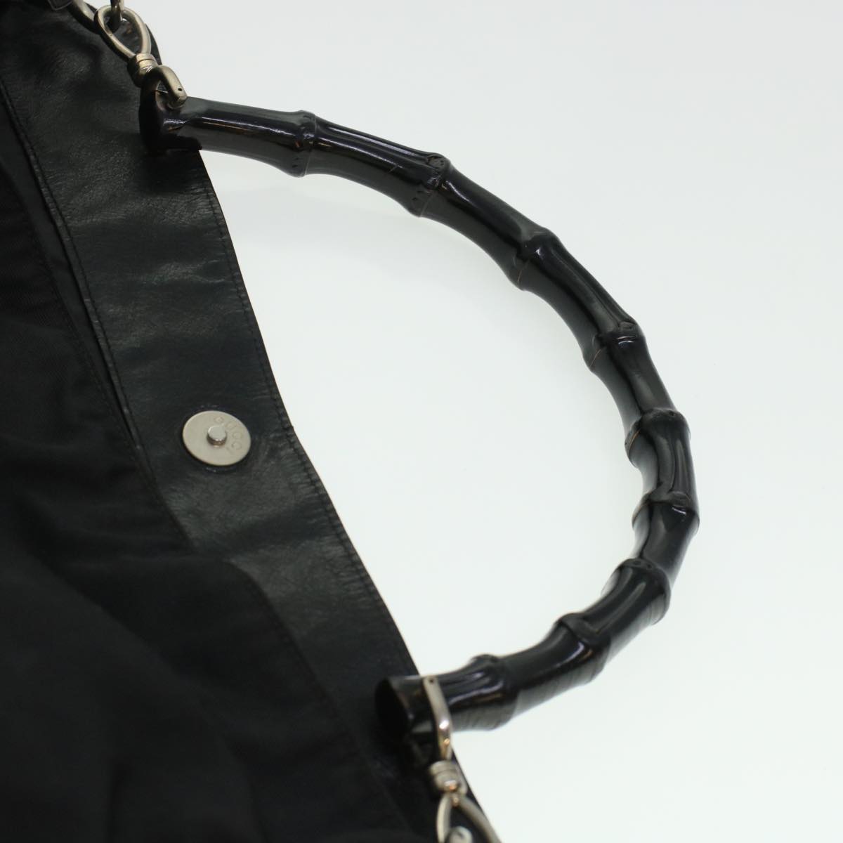GUCCI Bamboo Shoulder Bag Canvas Black ti1134