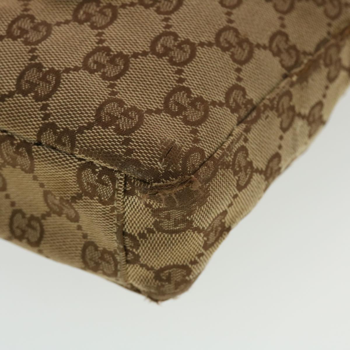 GUCCI GG Canvas Shoulder Bag Beige Dark Brown ti1138