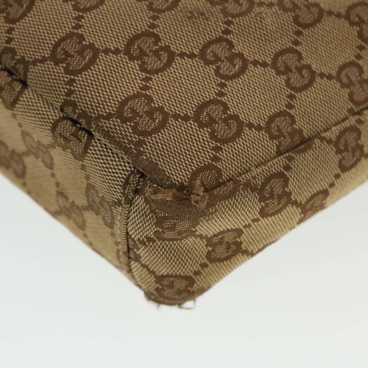 GUCCI GG Canvas Shoulder Bag Beige Dark Brown ti1138