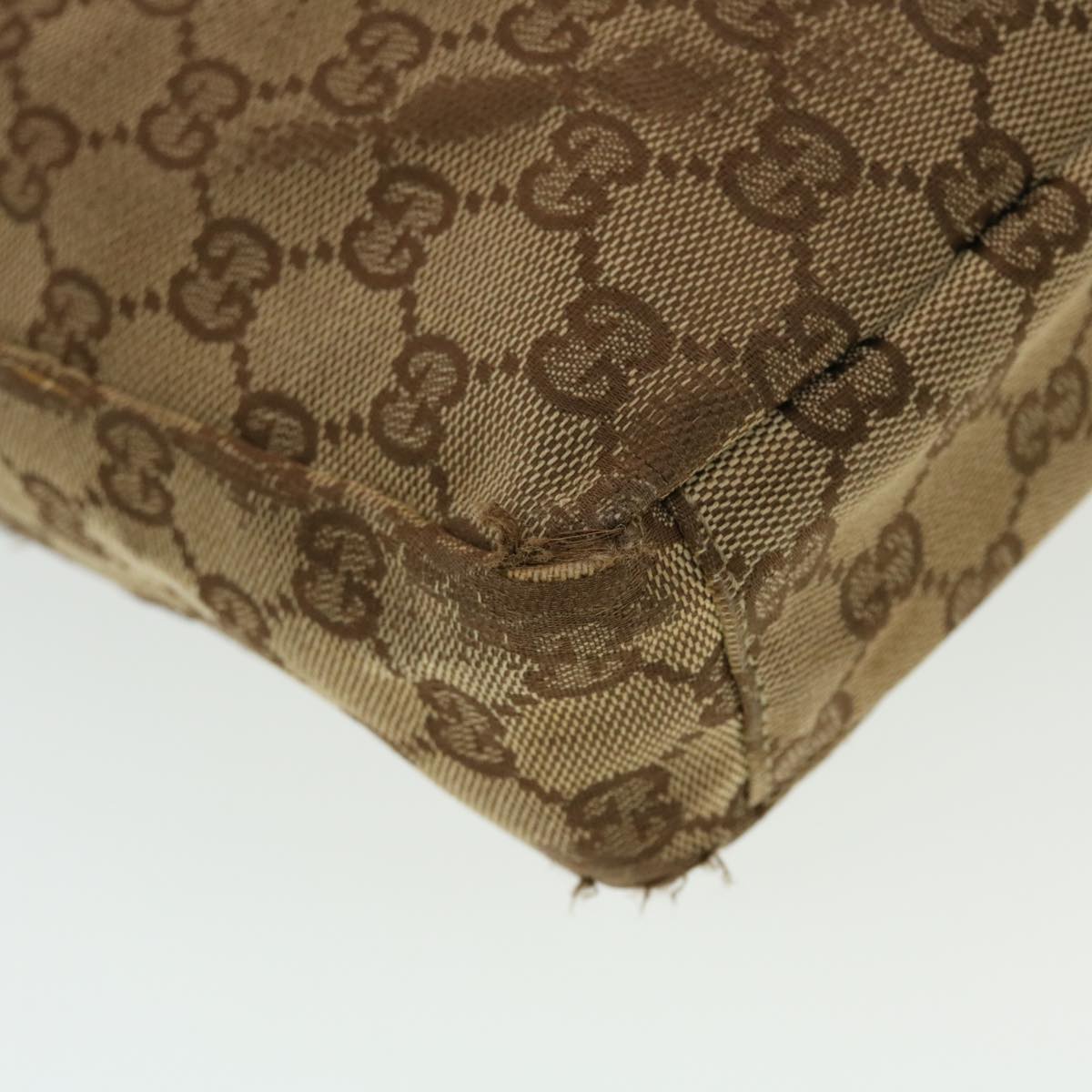 GUCCI GG Canvas Shoulder Bag Beige Dark Brown ti1138