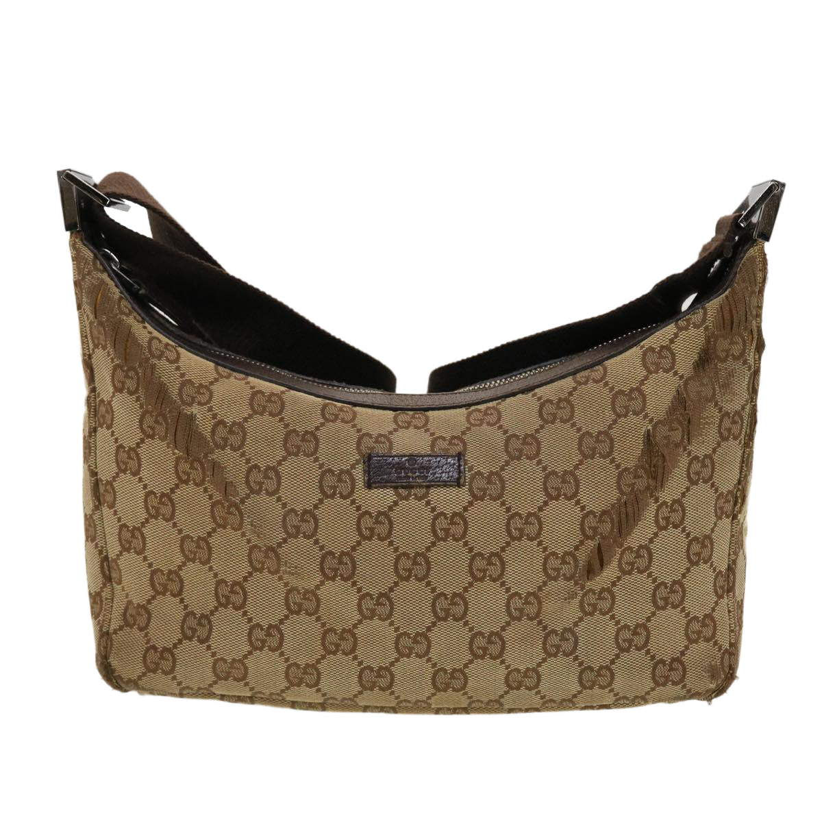 GUCCI GG Canvas Shoulder Bag Beige Dark Brown ti1138