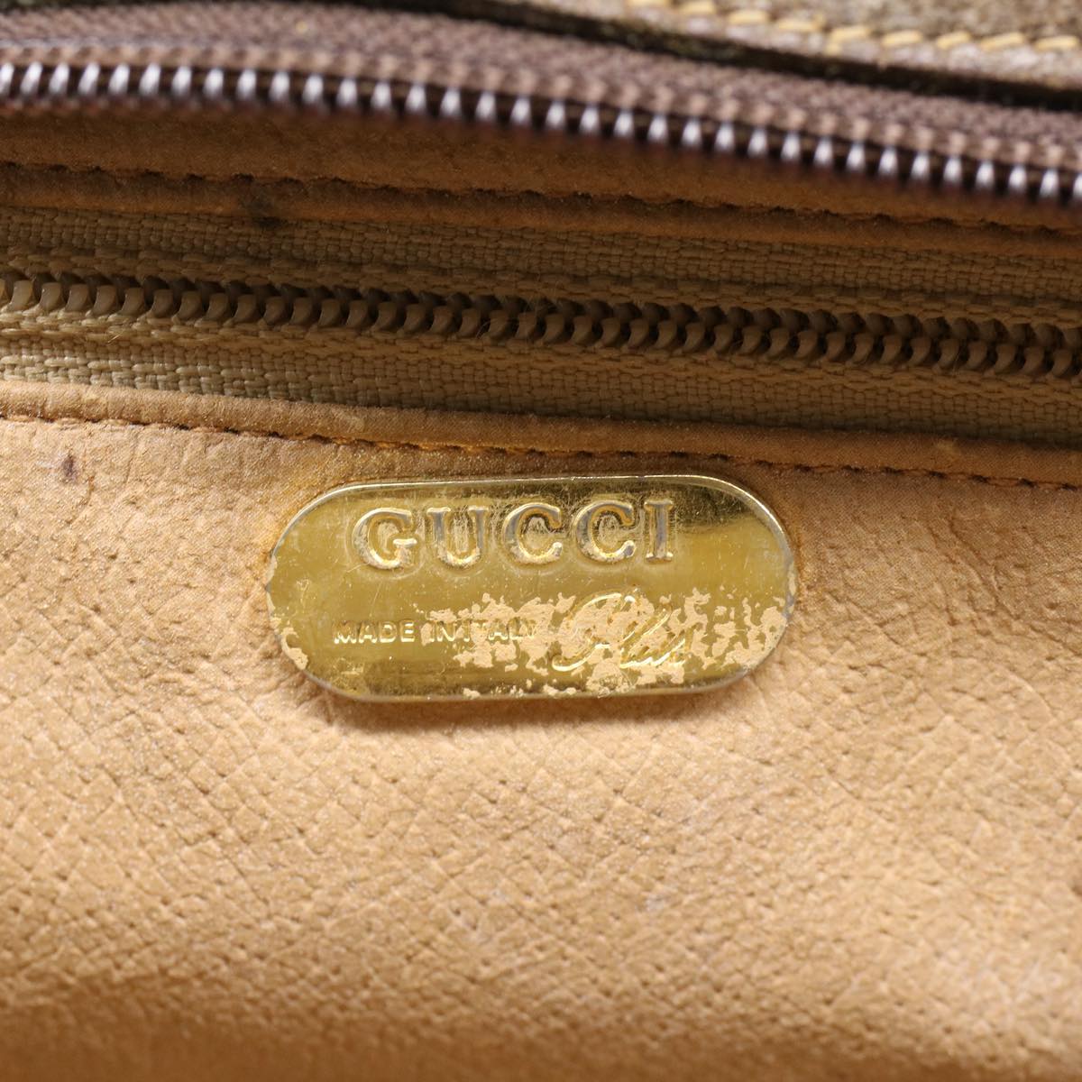 GUCCI GG PLUS Clutch Bag PVC Leather Beige ti1141