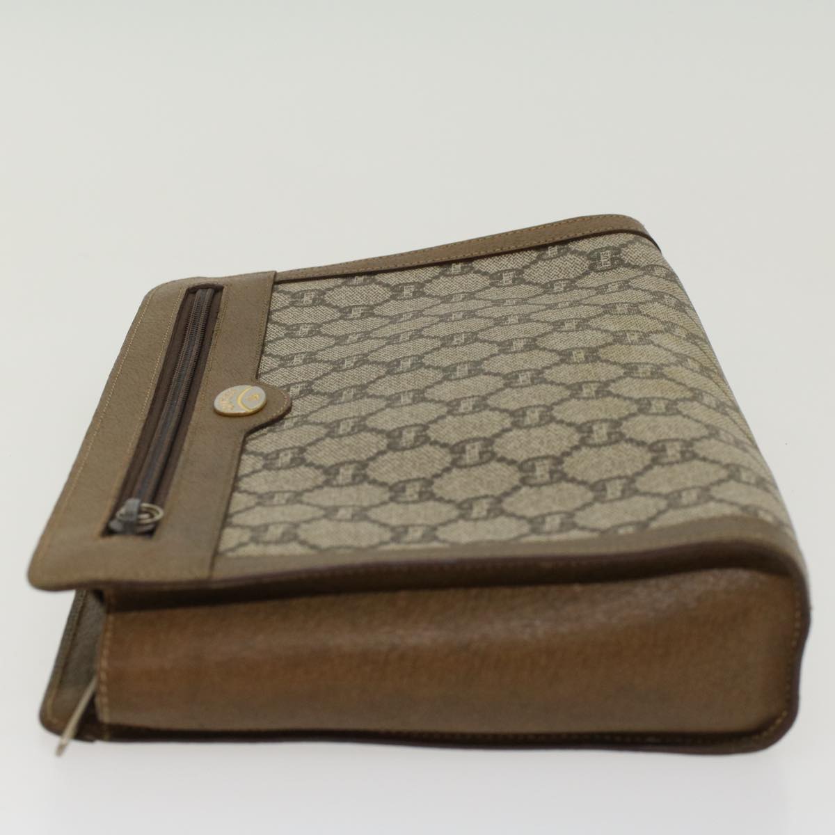 GUCCI GG PLUS Clutch Bag PVC Leather Beige ti1141