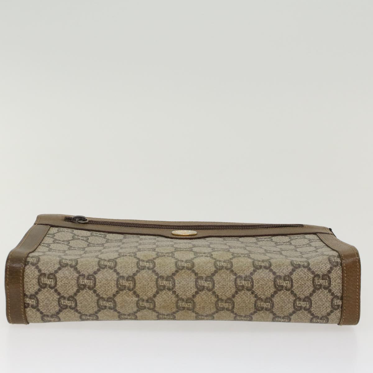 GUCCI GG PLUS Clutch Bag PVC Leather Beige ti1141