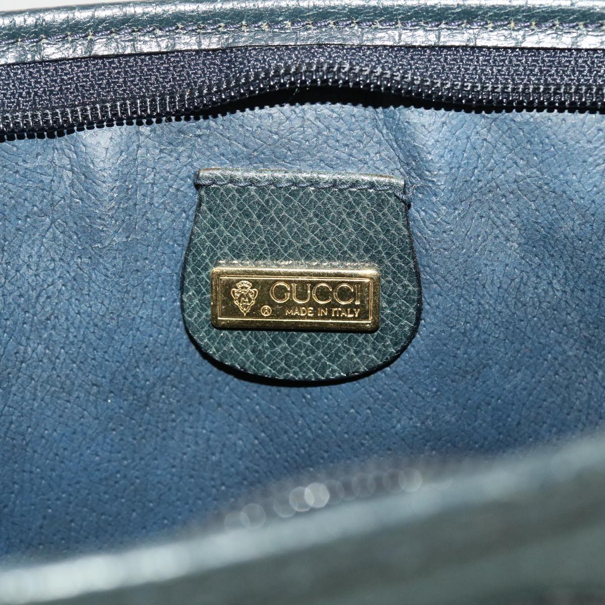GUCCI Micro GG Canvas Clutch Bag PVC Leather Gray Navy ti1145