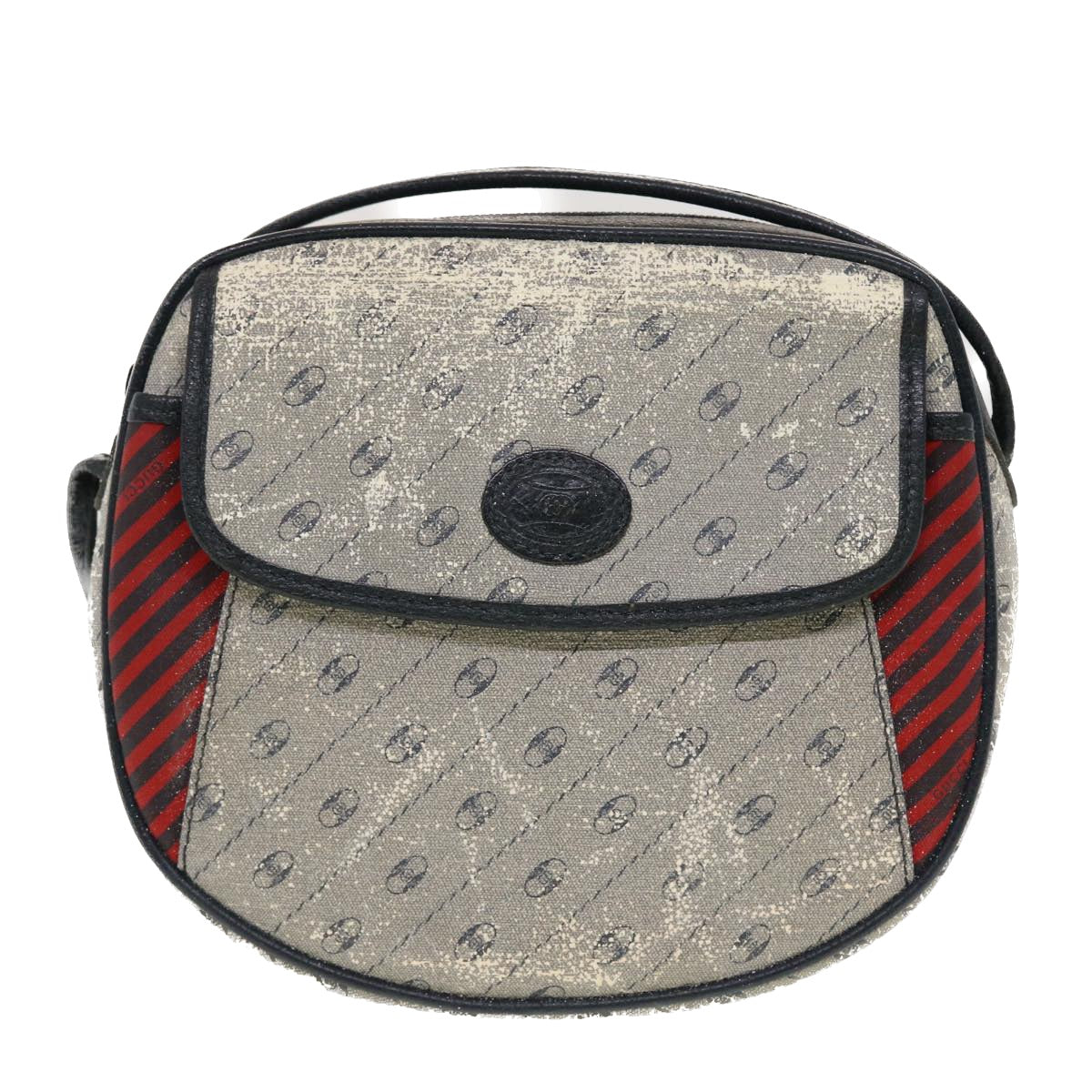 GUCCI Shoulder Bag PVC Leather Navy Gray Red ti1146