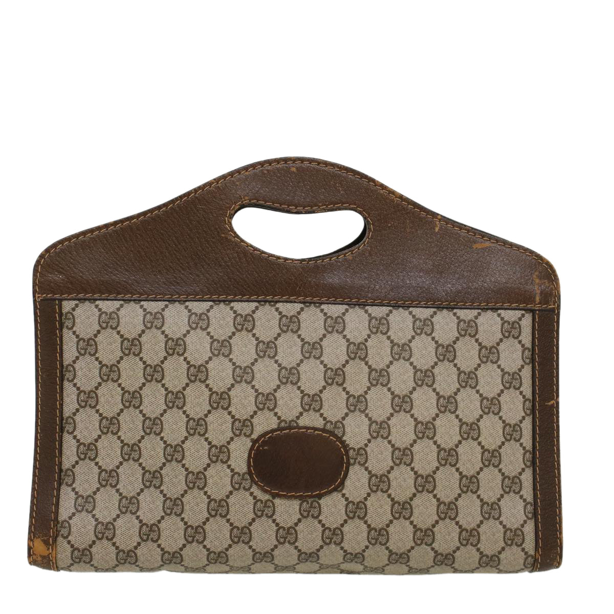 GUCCI GG Canvas Hand Bag PVC Leather Beige ti1150
