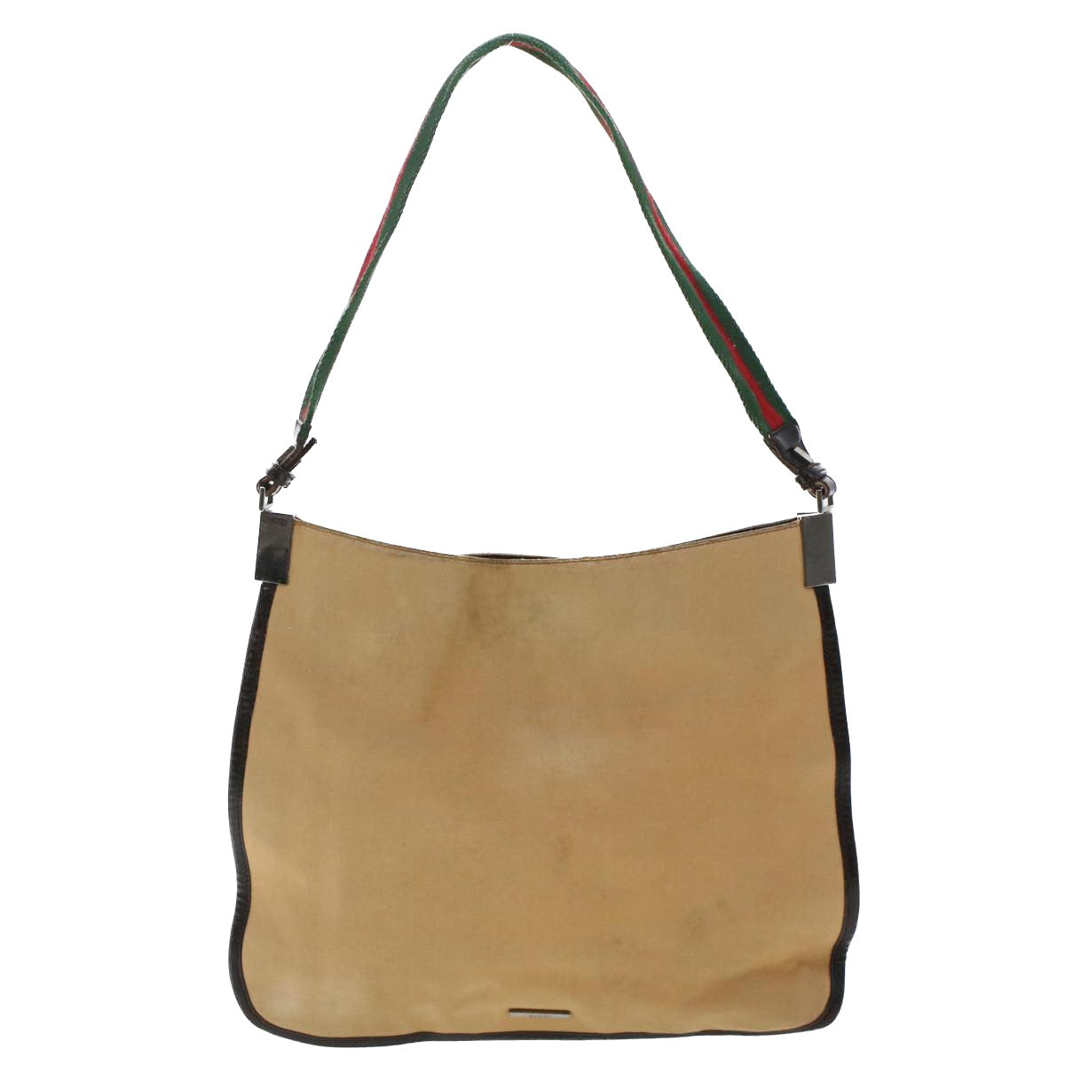 GUCCI Web Sherry Line Shoulder Bag Canvas Beige Green Red ti1172
