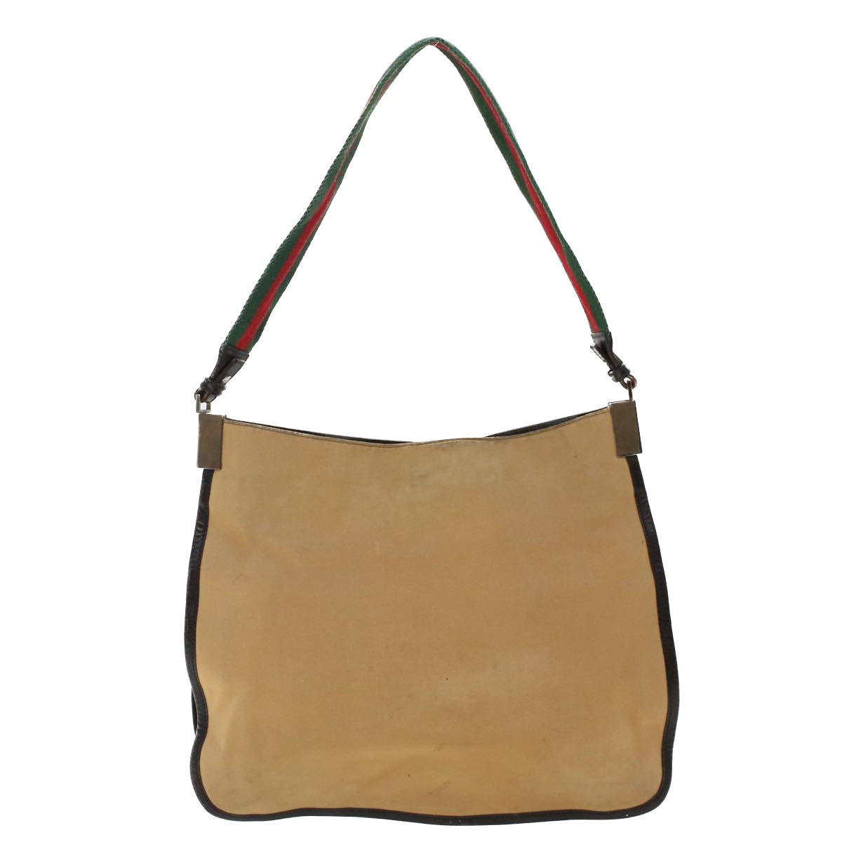 GUCCI Web Sherry Line Shoulder Bag Canvas Beige Green Red ti1172