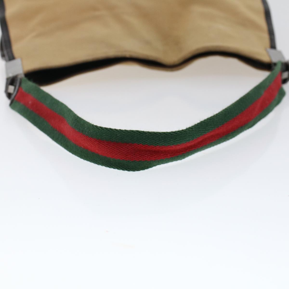 GUCCI Web Sherry Line Shoulder Bag Canvas Beige Green Red ti1172