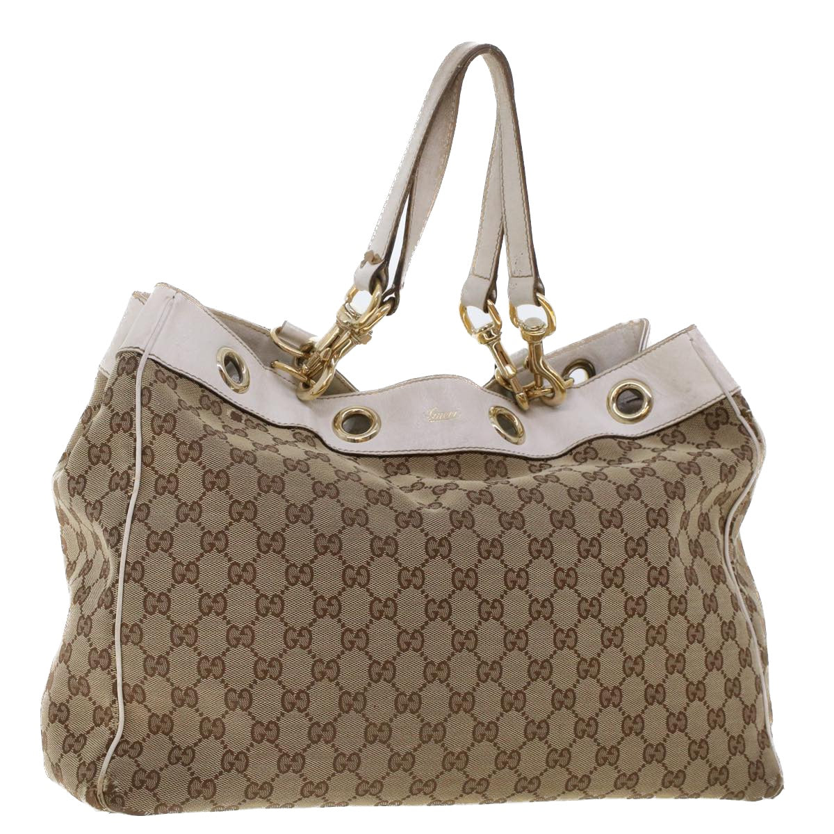 GUCCI GG Canvas Shoulder Bag Beige White 153033 ti1173