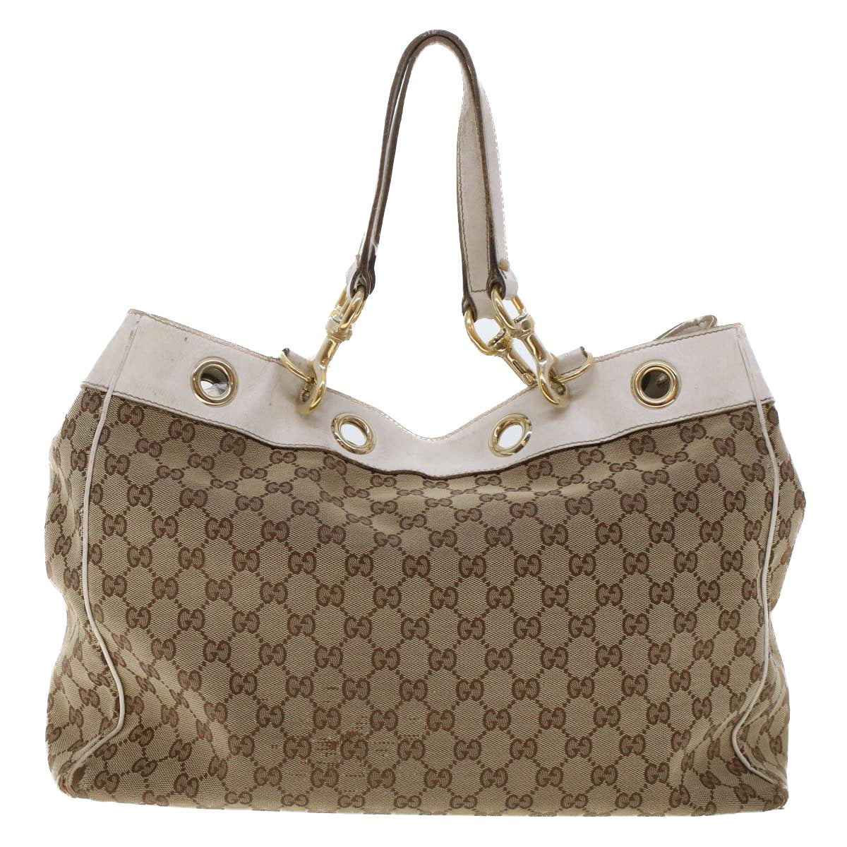 GUCCI GG Canvas Shoulder Bag Beige White 153033 ti1173