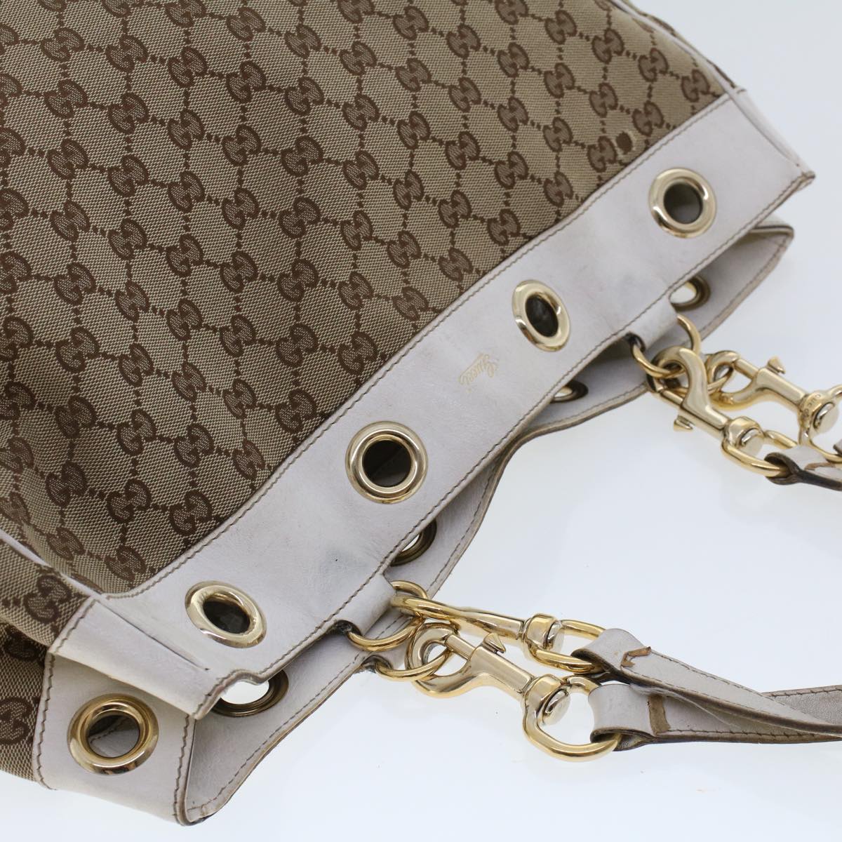 GUCCI GG Canvas Shoulder Bag Beige White 153033 ti1173