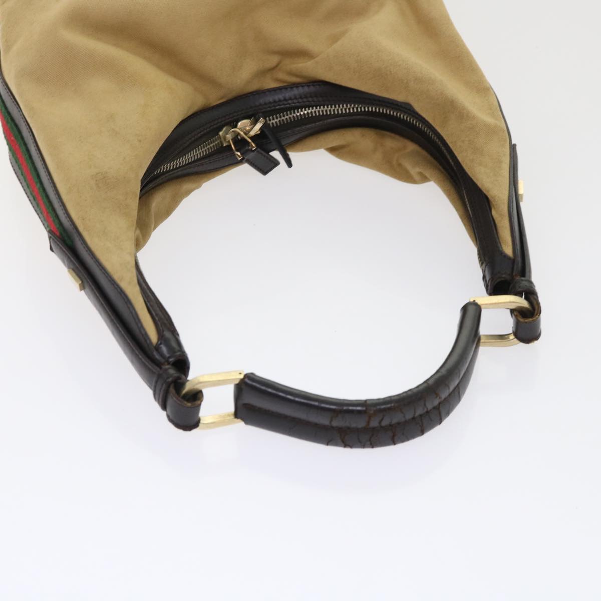 GUCCI Bamboo Web Sherry Line Shoulder Bag Nylon 3Set Beige Brown ti1191