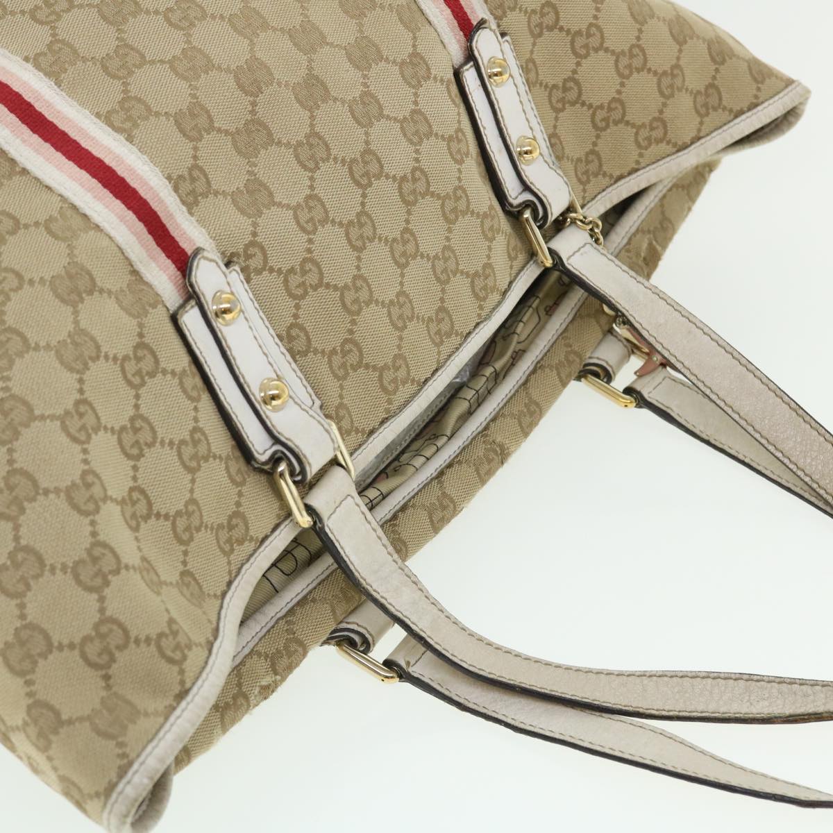 GUCCI GG Canvas Sherry Line Shoulder Bag 2Set Beige Navy Red ti1193