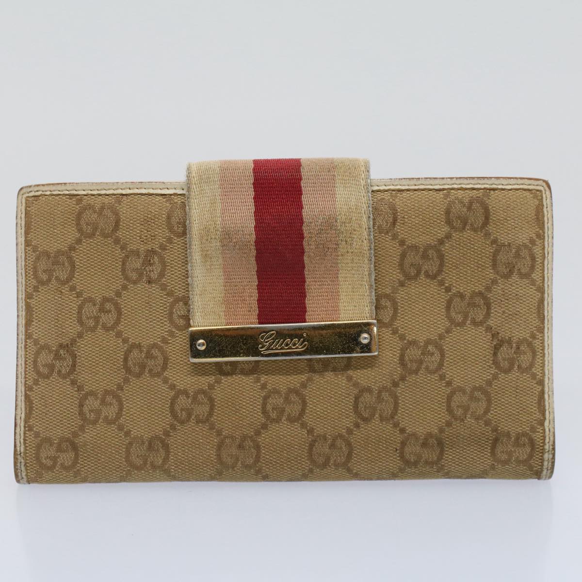 GUCCI GG Canvas Sherry Line Wallet 4Set Beige Black pink ti1195