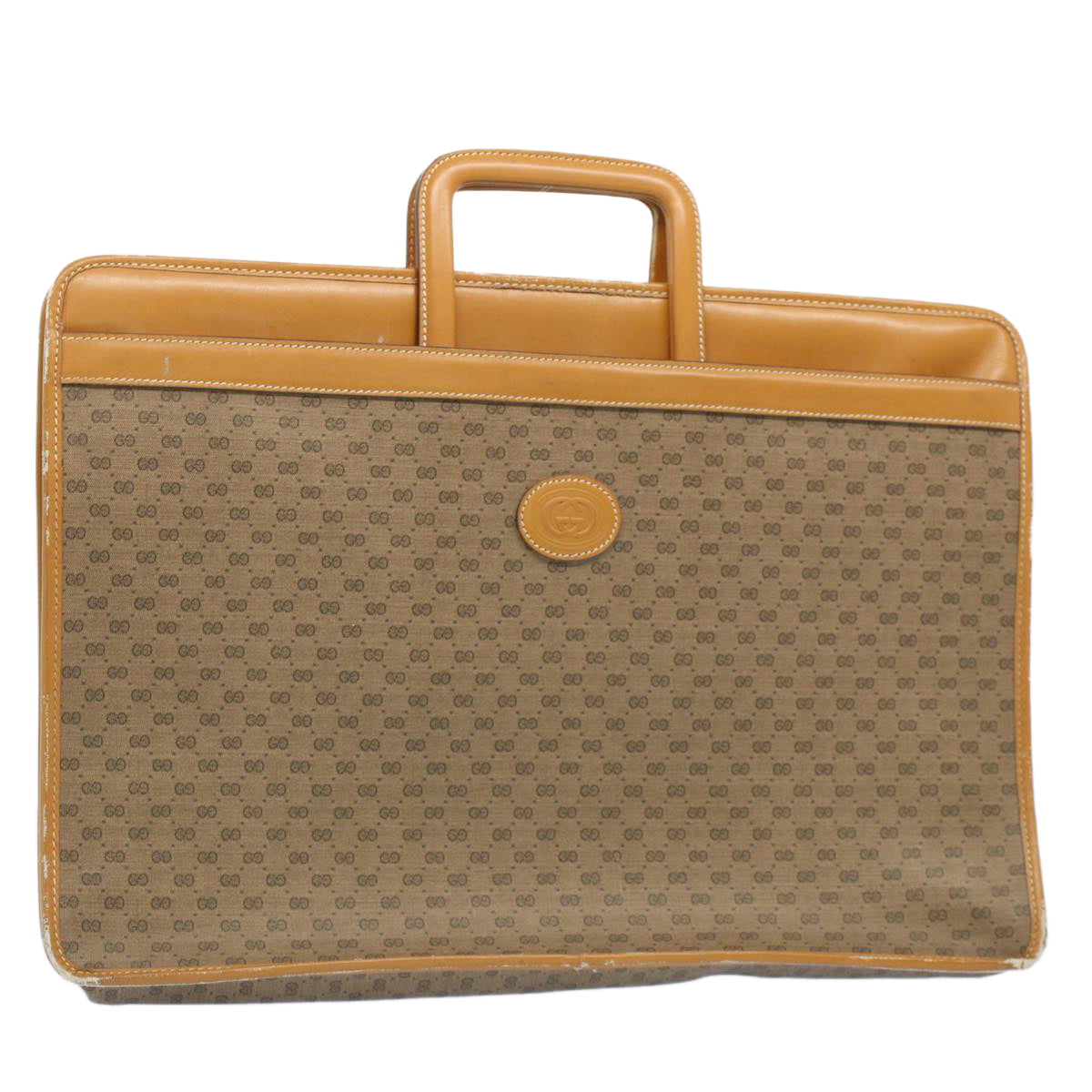 GUCCI Micro GG Canvas Hand Bag PVC Leather Beige Brown 015 14 0486 ti1205