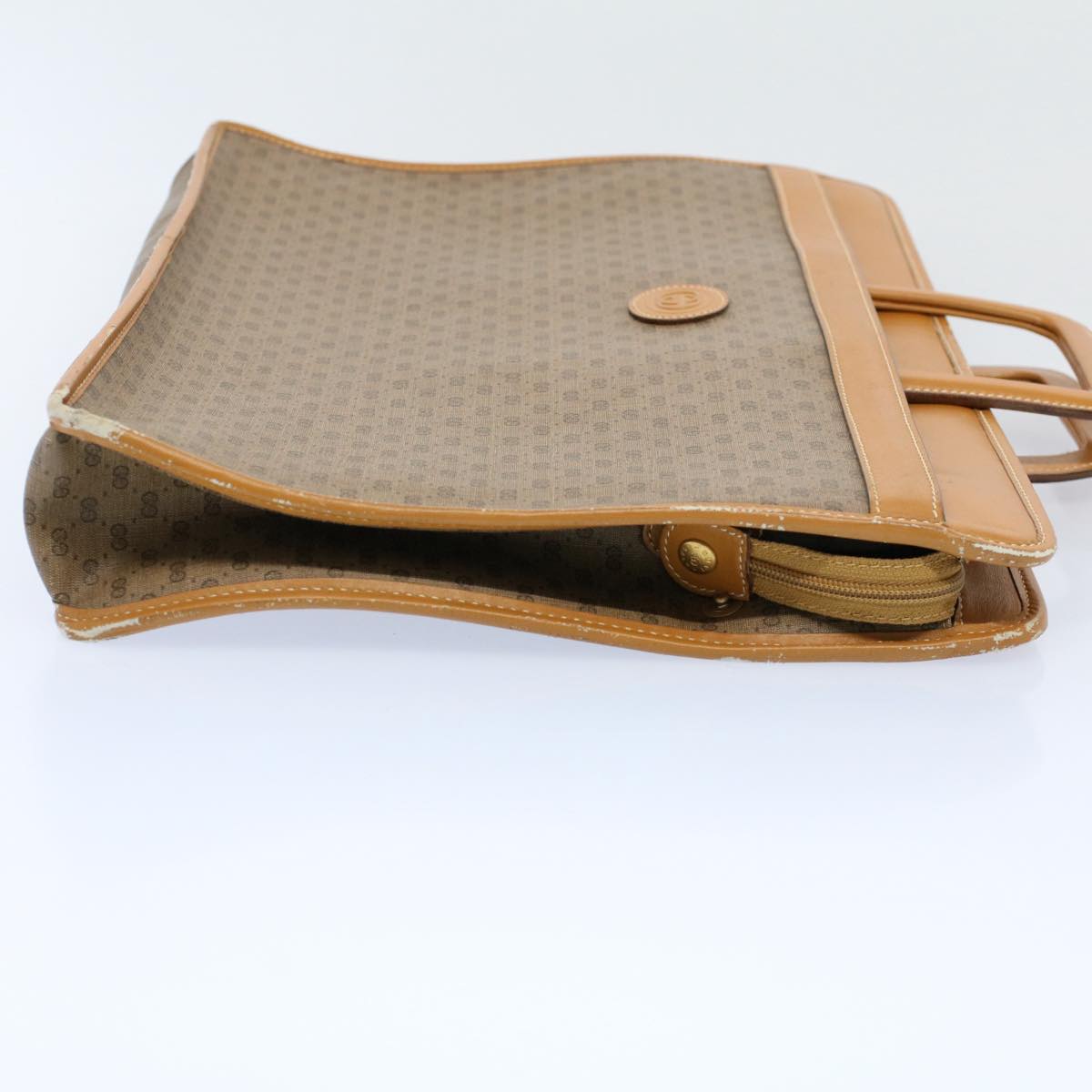 GUCCI Micro GG Canvas Hand Bag PVC Leather Beige Brown 015 14 0486 ti1205