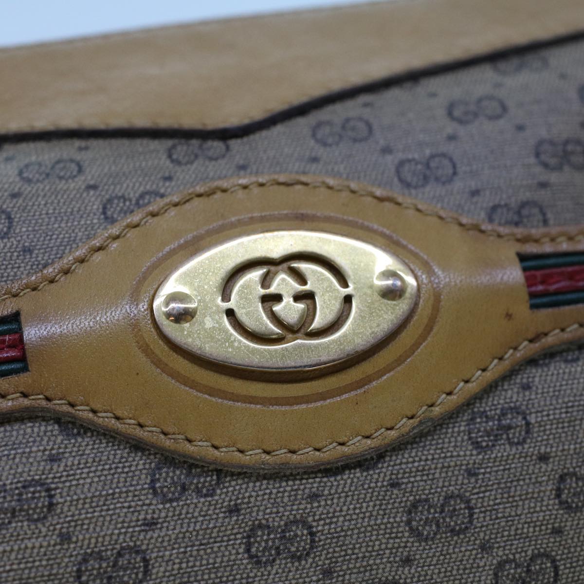 GUCCI Micro GG Canvas Web Sherry Line Clutch Bag Beige 014 904 0018 ti1207