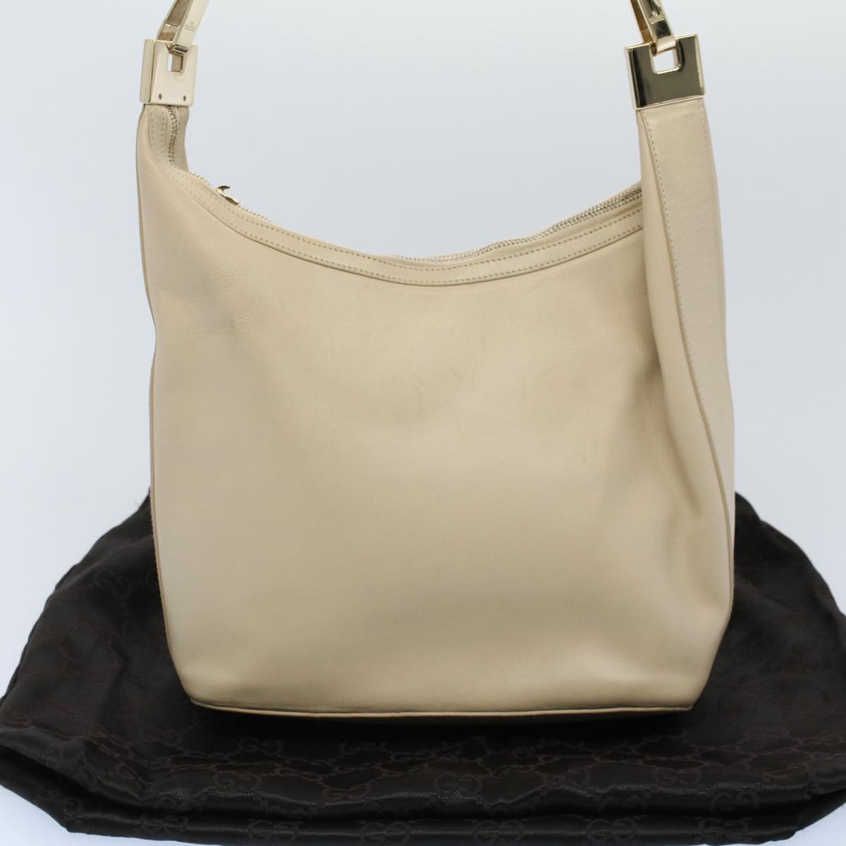 GUCCI Shoulder Bag Leather Beige ti1223
