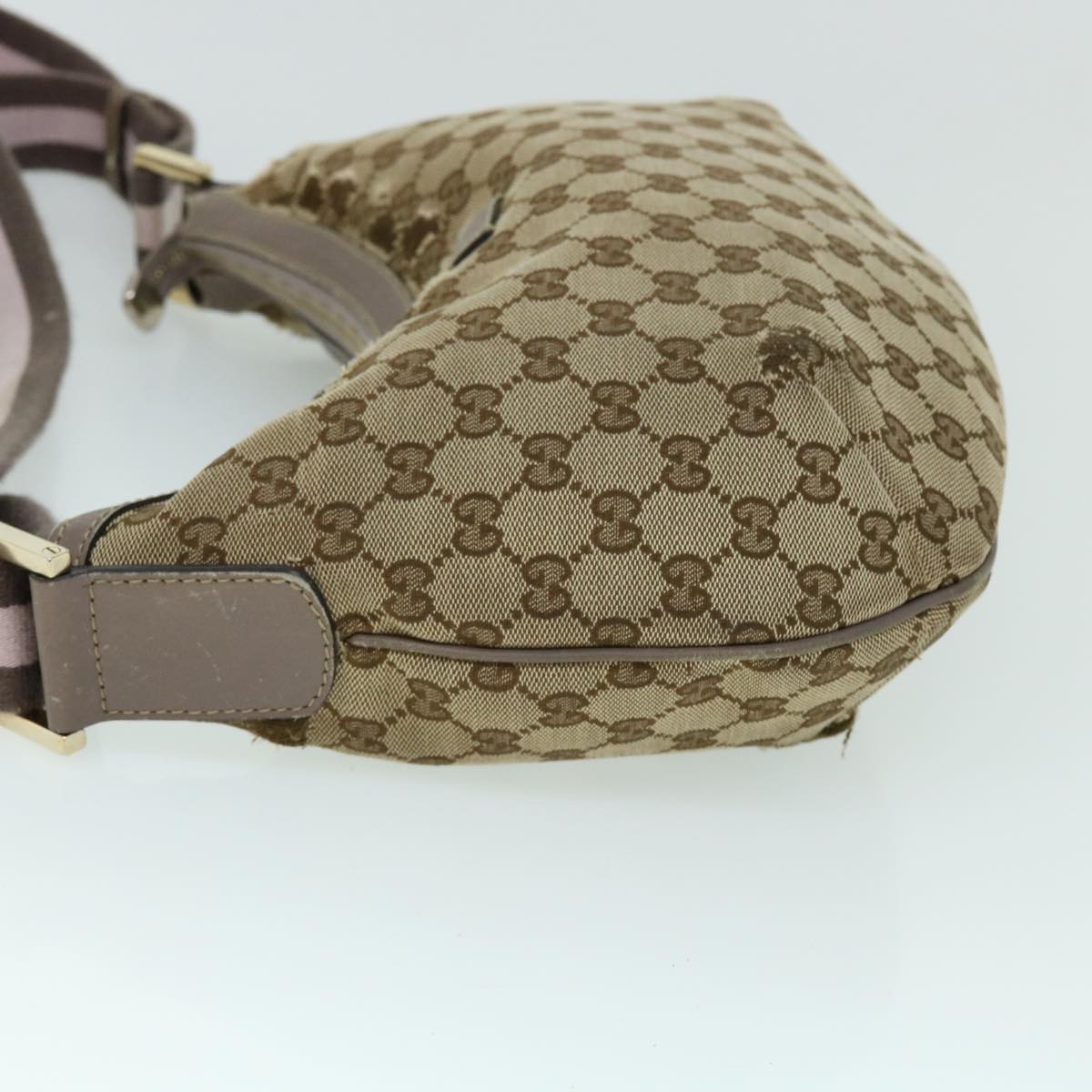 GUCCI GG Canvas Sherry Line Shoulder Bag Beige Gray pink 181092 ti1245