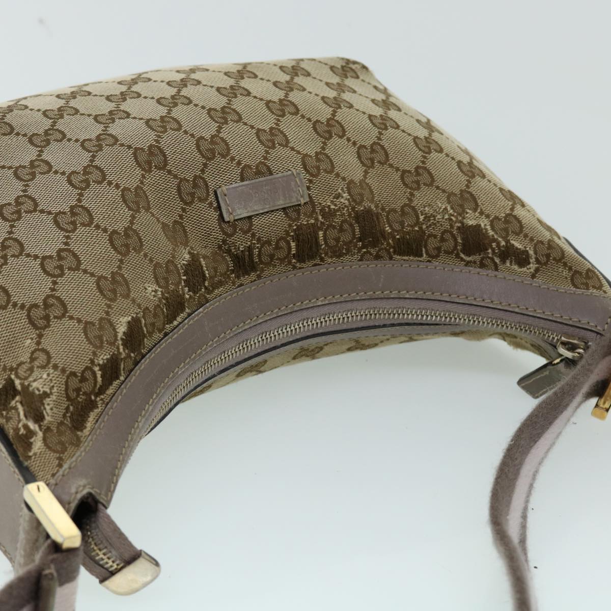 GUCCI GG Canvas Sherry Line Shoulder Bag Beige Gray pink 181092 ti1245