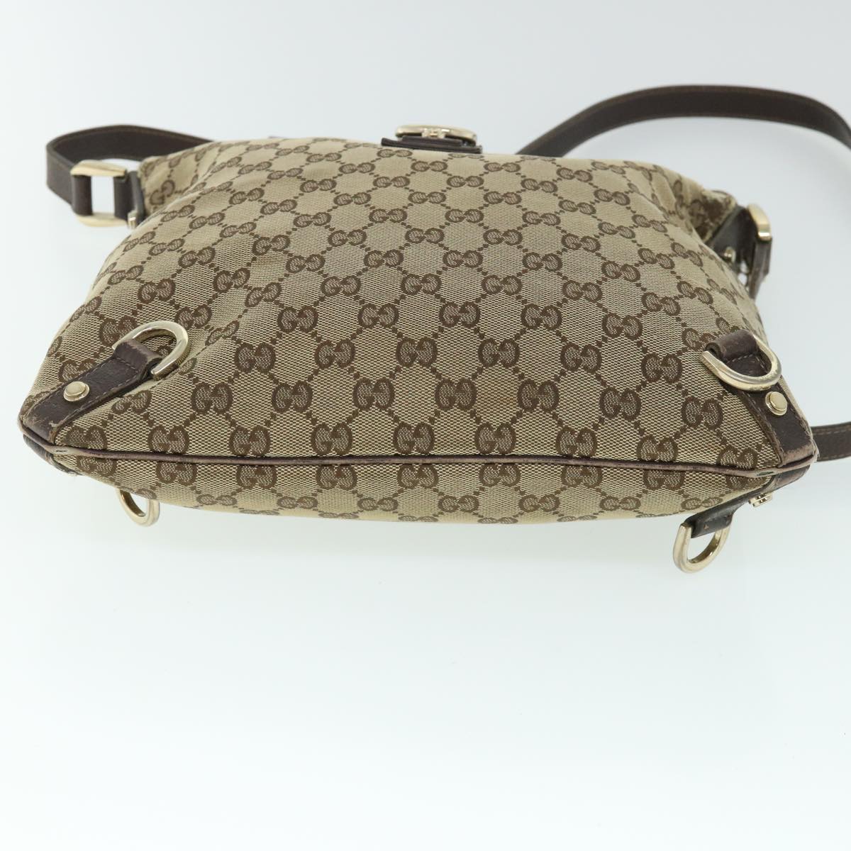 GUCCI GG Canvas Shoulder Bag Leather Beige Brown 2684 ti1247