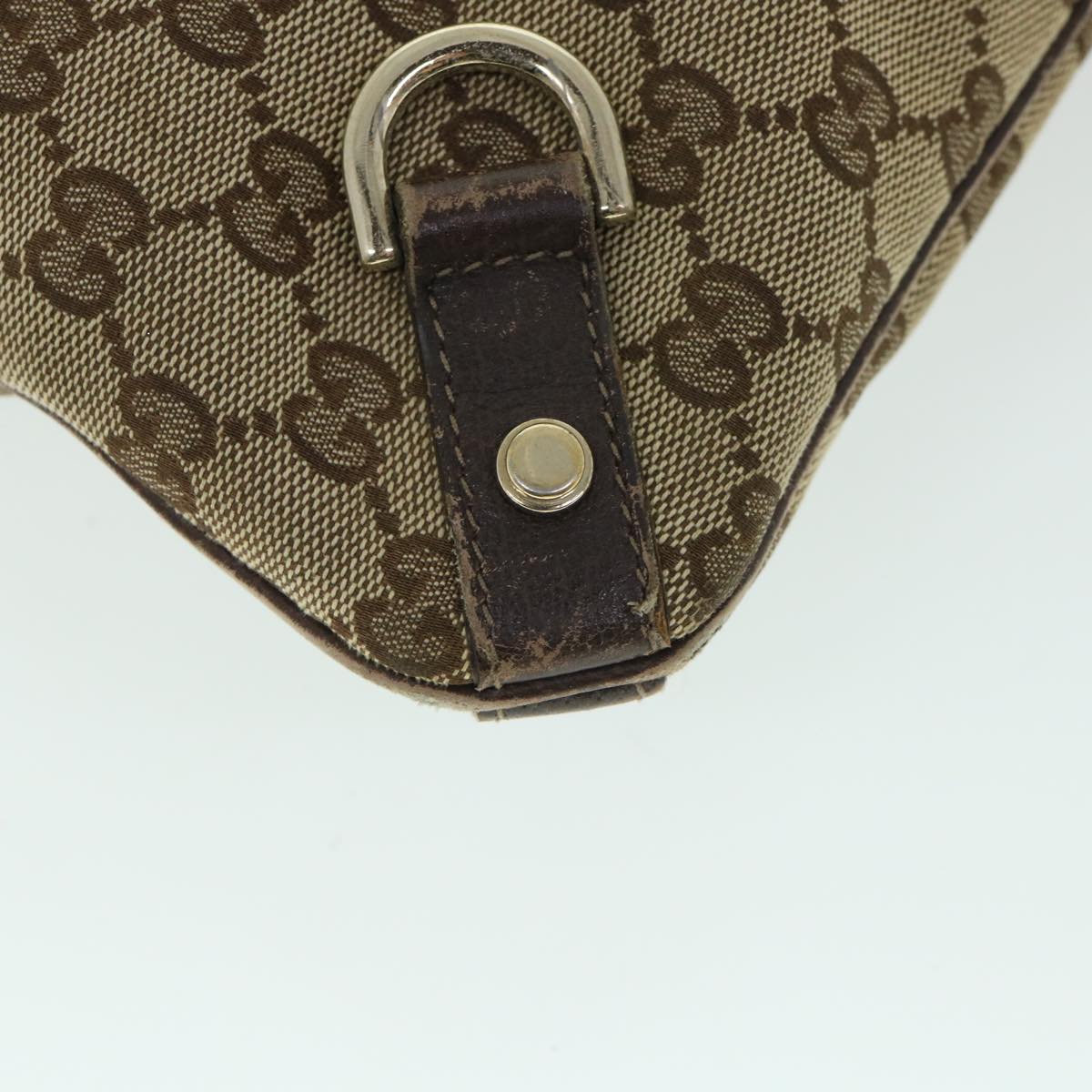 GUCCI GG Canvas Shoulder Bag Leather Beige Brown 2684 ti1247