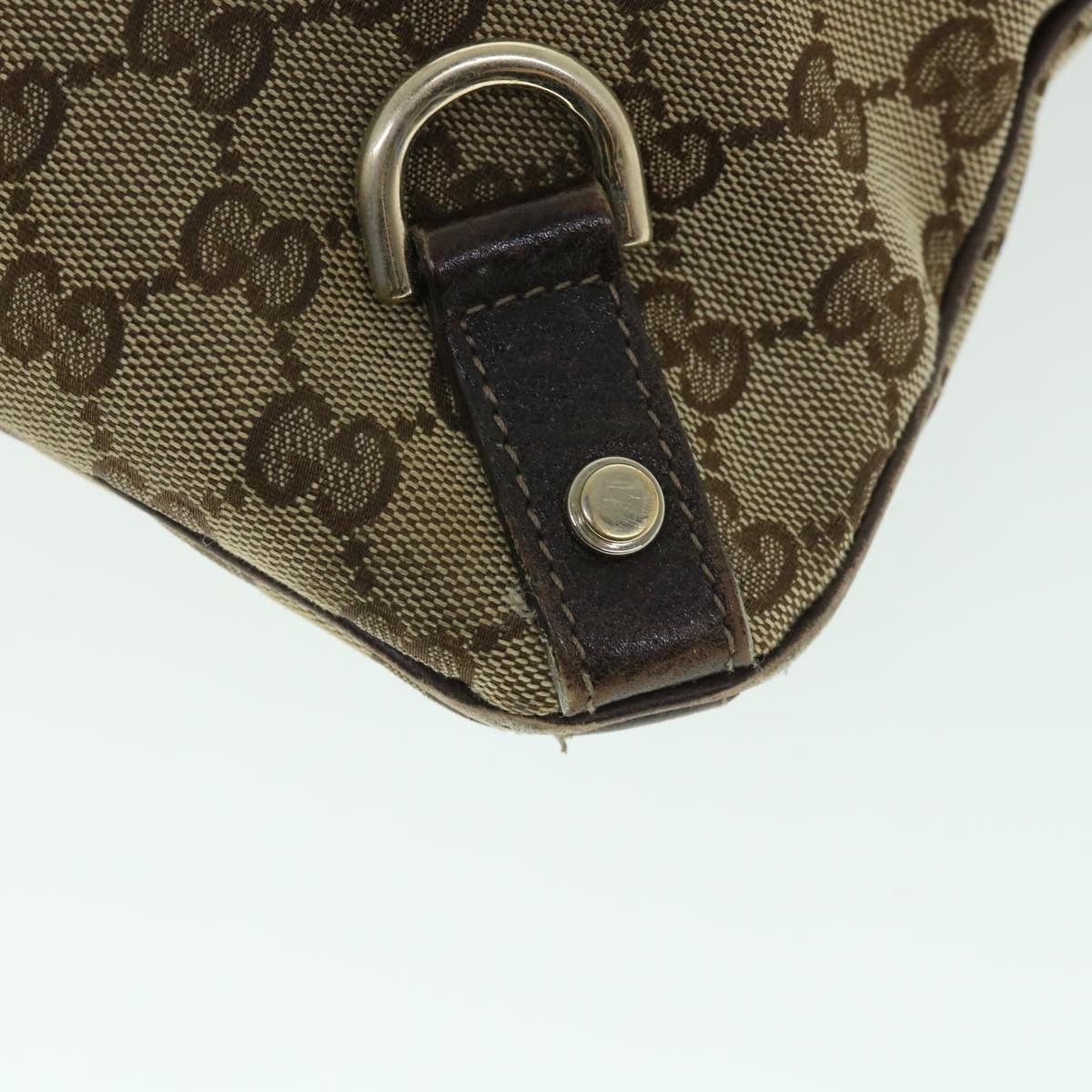 GUCCI GG Canvas Shoulder Bag Leather Beige Brown 2684 ti1247