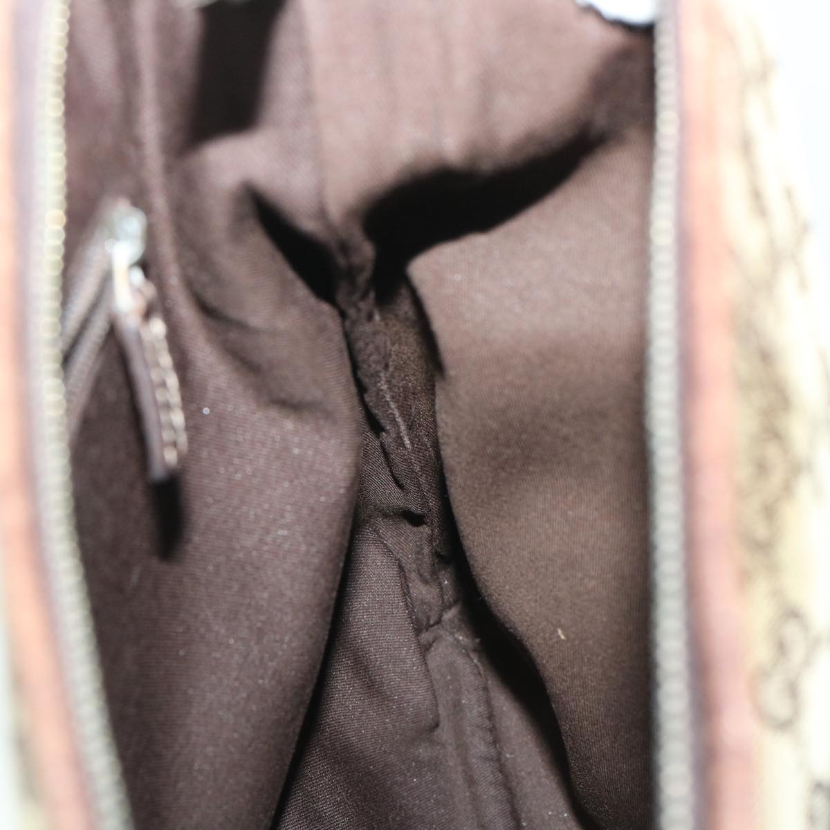 GUCCI GG Canvas Shoulder Bag Leather Beige Brown 2684 ti1247