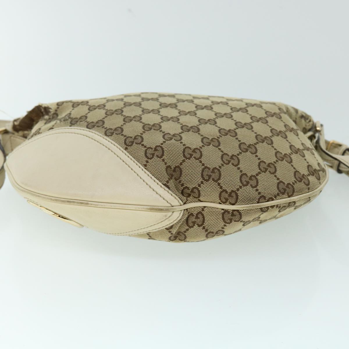 GUCCI GG Canvas Shoulder Bag Leather Beige 169998 ti1248