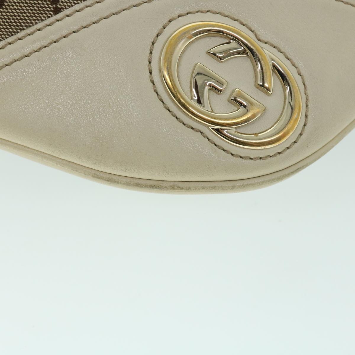 GUCCI GG Canvas Shoulder Bag Leather Beige 169998 ti1248