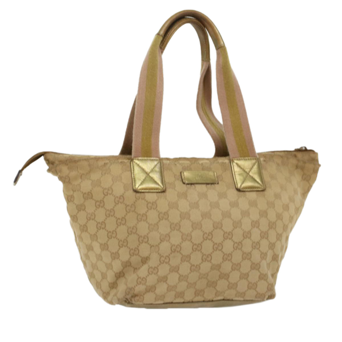 GUCCI GG Canvas Sherry Line Tote Bag Beige Pink 131230 ti1249
