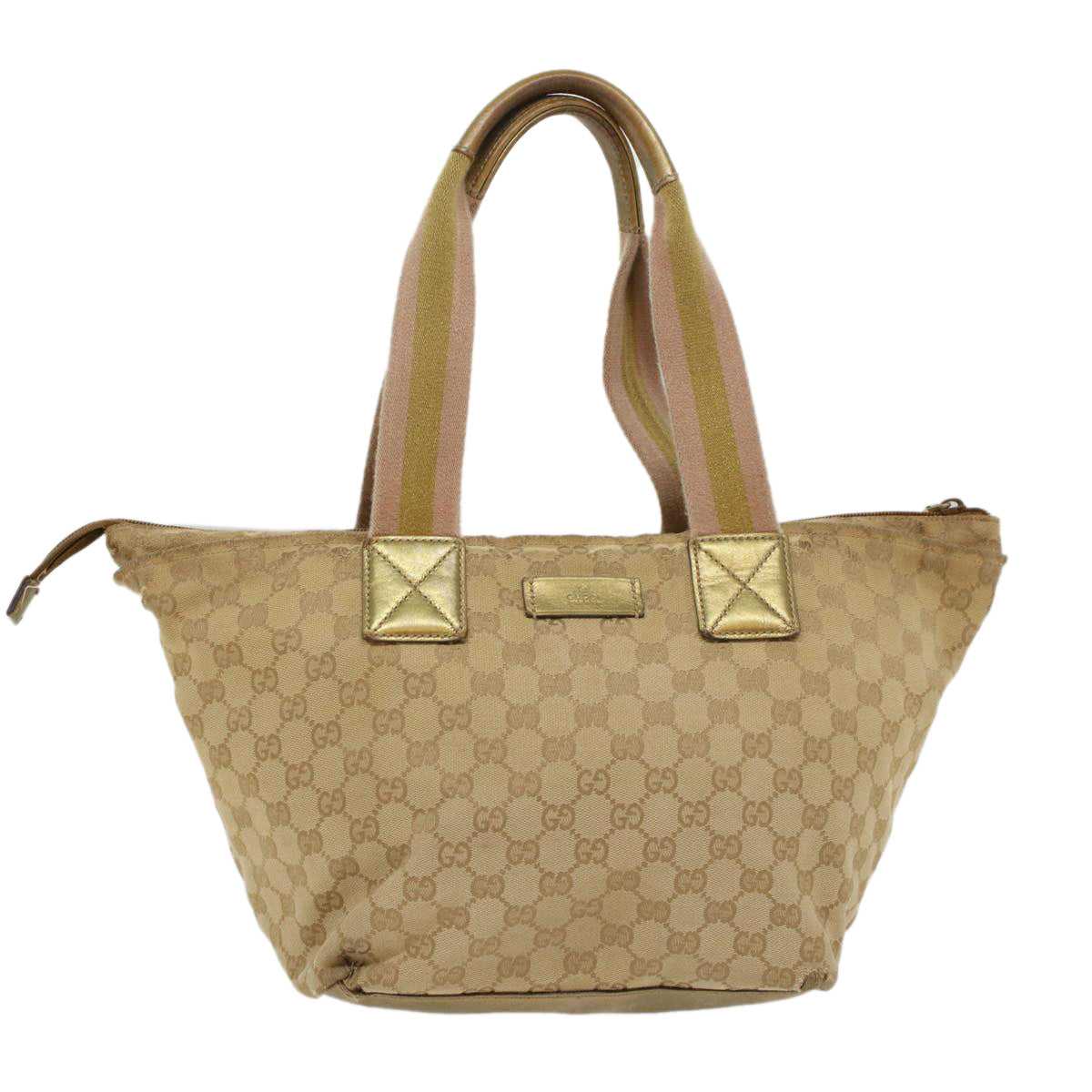 GUCCI GG Canvas Sherry Line Tote Bag Beige Pink 131230 ti1249