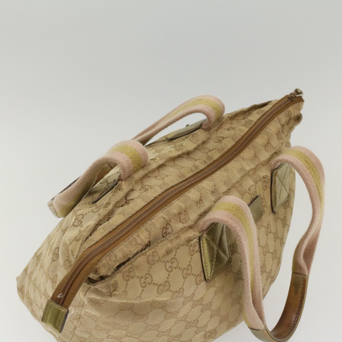 GUCCI GG Canvas Sherry Line Tote Bag Beige Pink 131230 ti1249