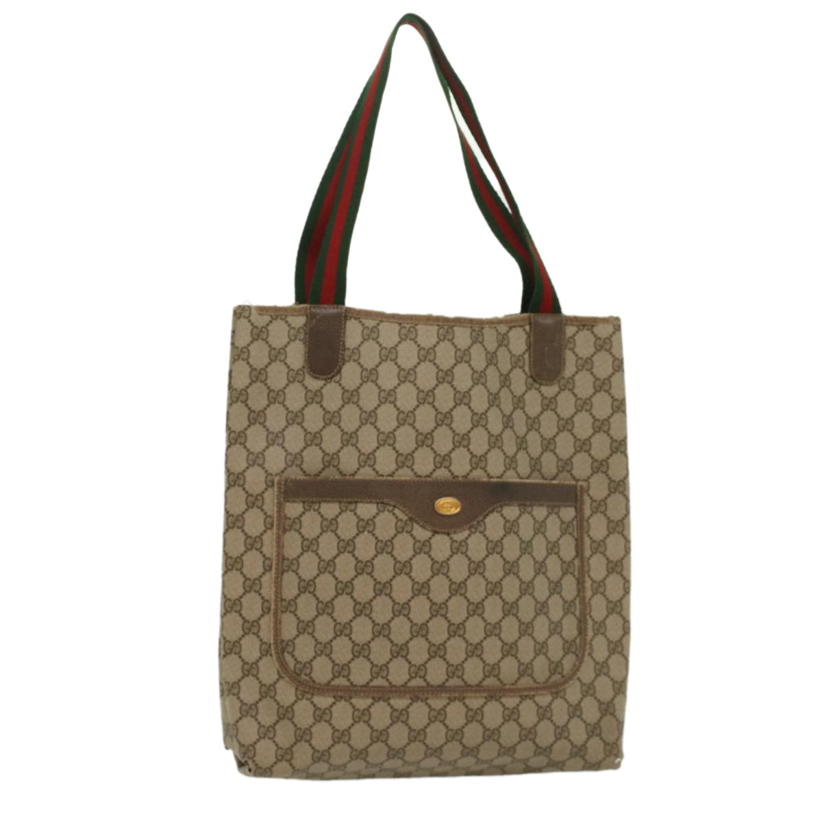 GUCCI GG Canvas Web Sherry Line Tote Bag Beige Red Green 39 02 003 ti1250