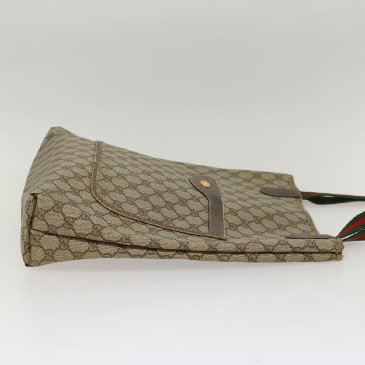 GUCCI GG Canvas Web Sherry Line Tote Bag Beige Red Green 39 02 003 ti1250