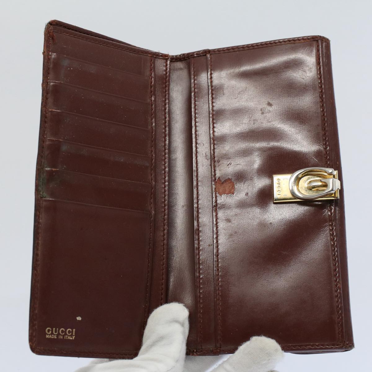 GUCCI GG Canvas Wallet Leather Canvas 7Set Beige ti1256