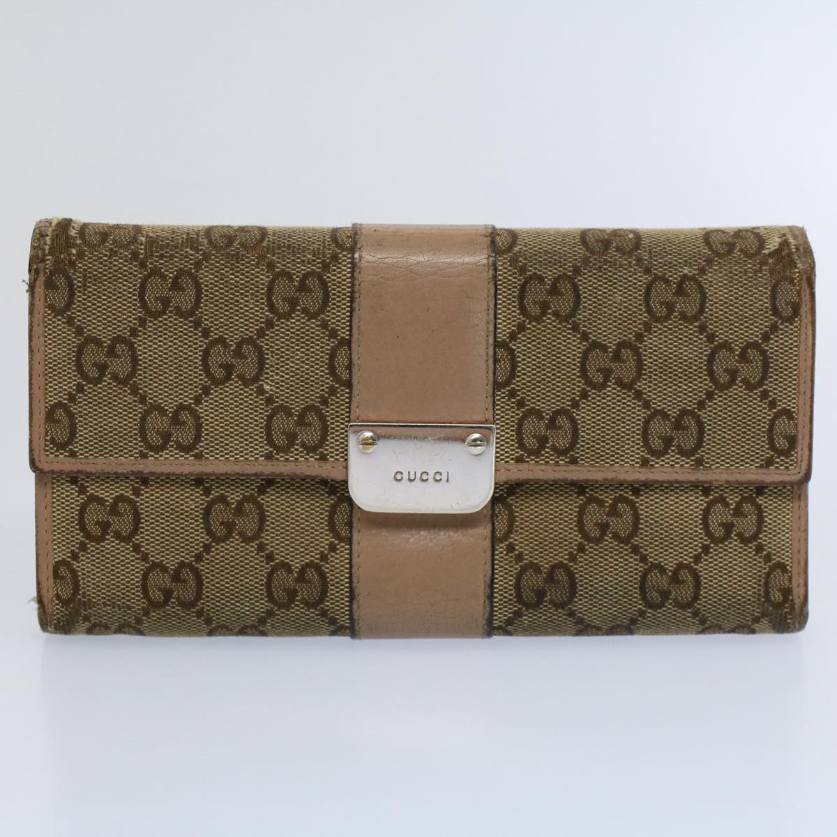 GUCCI GG Canvas Wallet Leather Canvas 7Set Beige ti1256