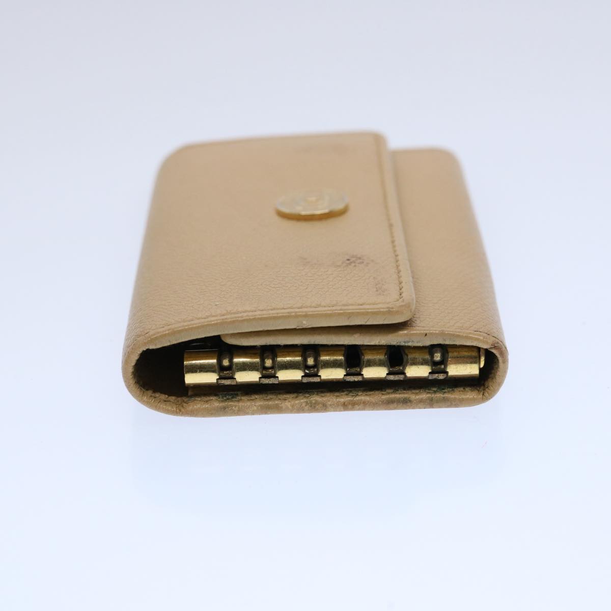 CHANEL Key Case Leather Beige CC ti1413