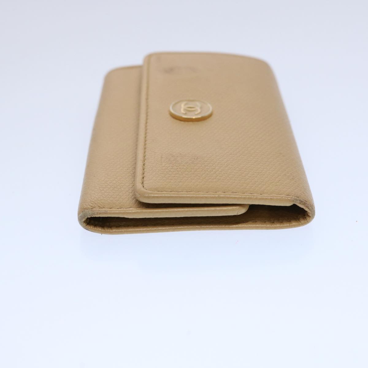 CHANEL Key Case Leather Beige CC ti1413