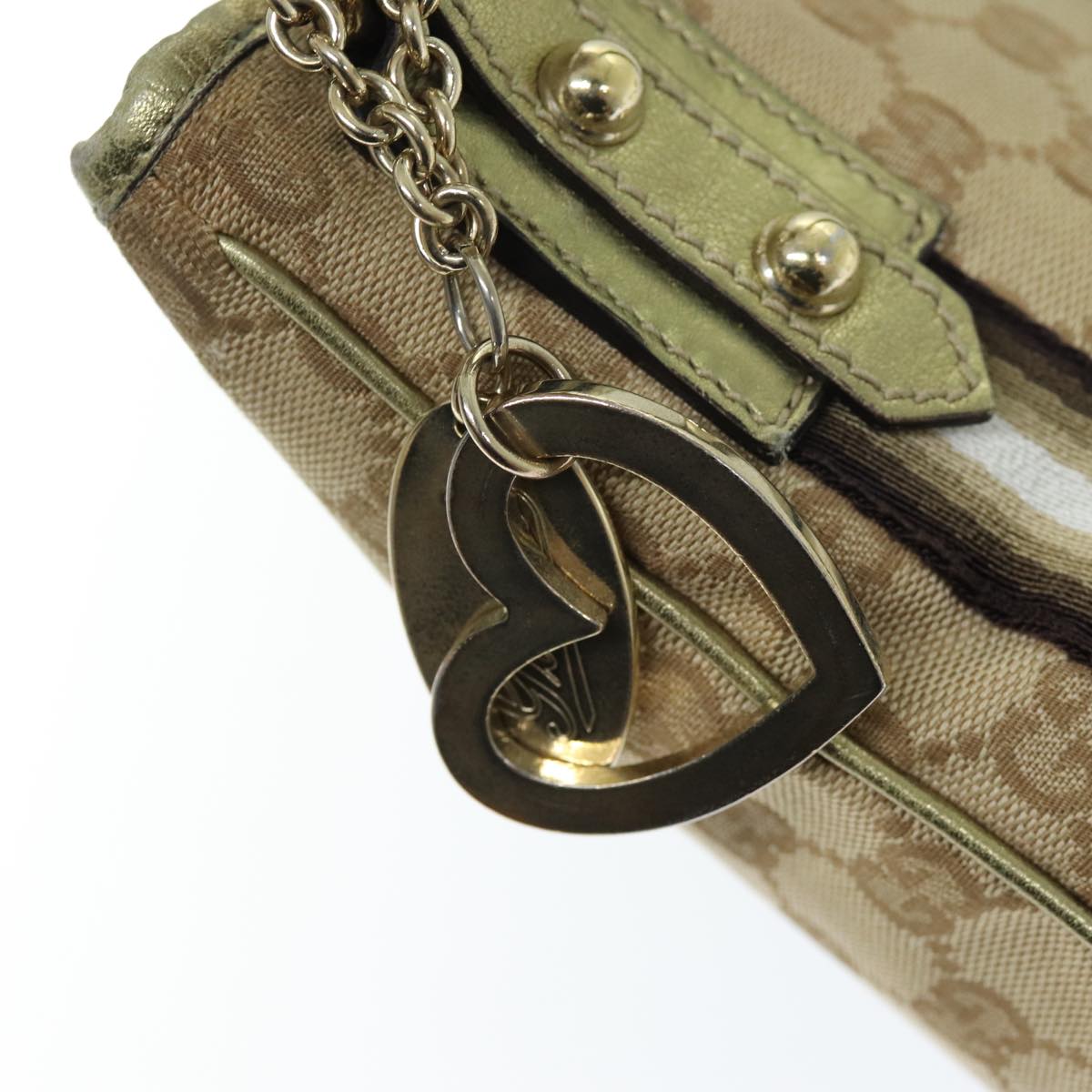 GUCCI GG Canvas Shoulder Bag Beige Gold ti1674