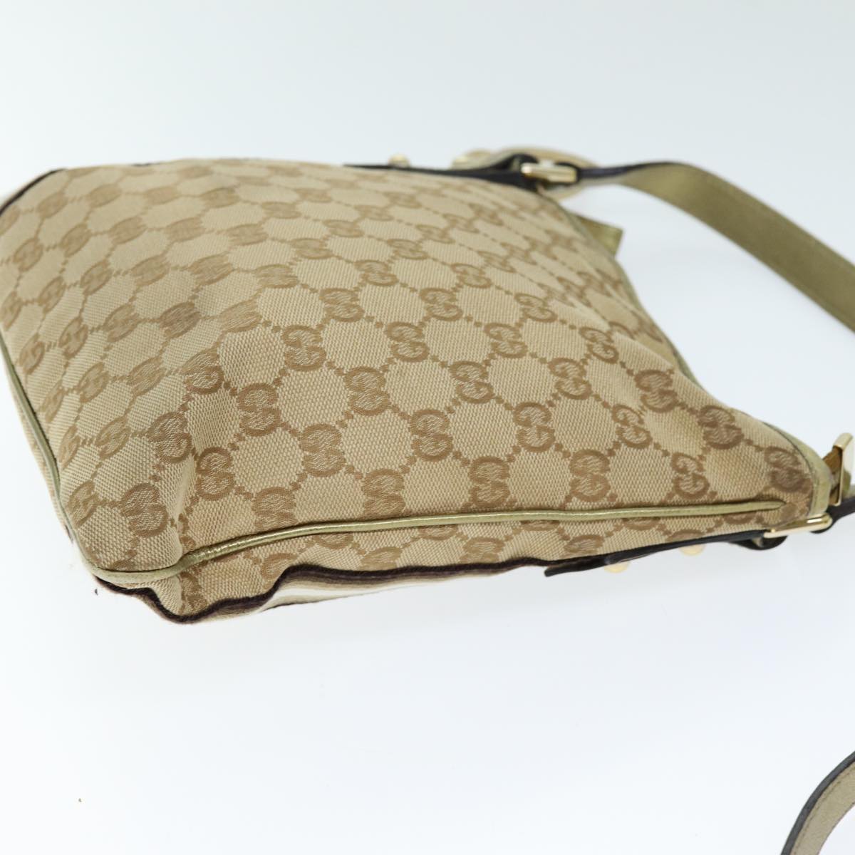 GUCCI GG Canvas Shoulder Bag Beige Gold ti1674