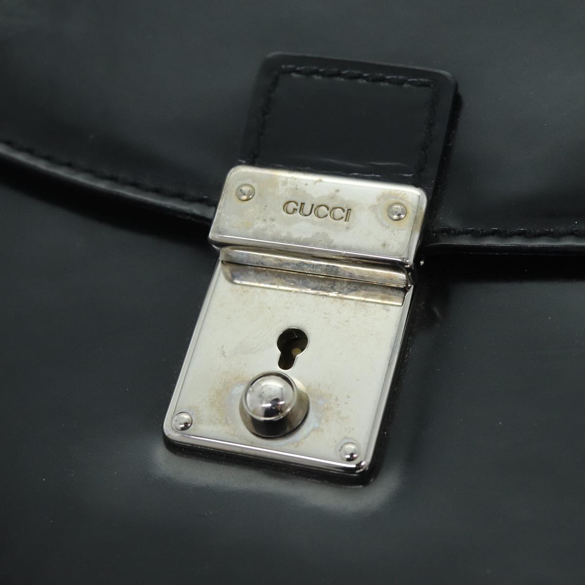GUCCI Clutch Bag Enamel Black 018 122 1940 ti1679