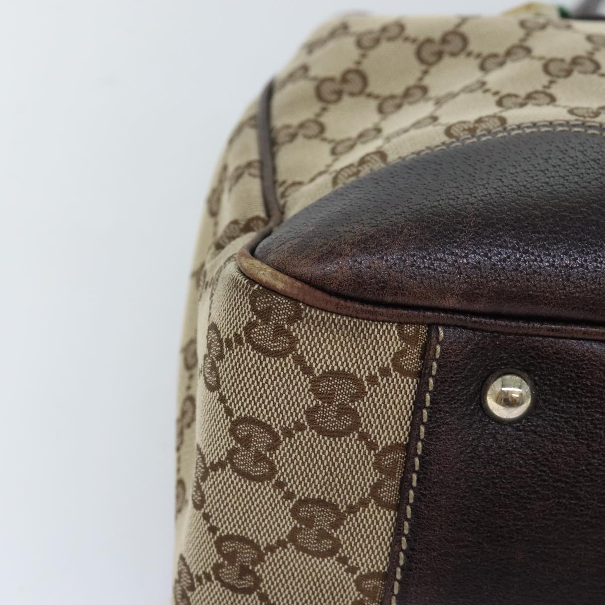 GUCCI GG Canvas Web Sherry Line Tote Bag Beige Green Red ti1682