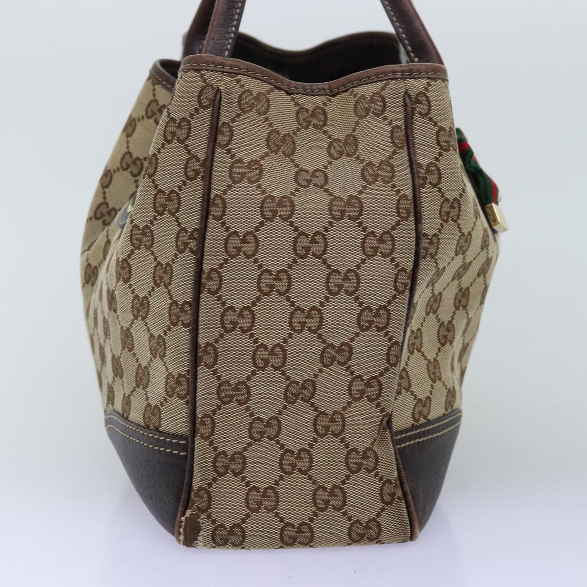GUCCI GG Canvas Web Sherry Line Tote Bag Beige Green Red ti1682