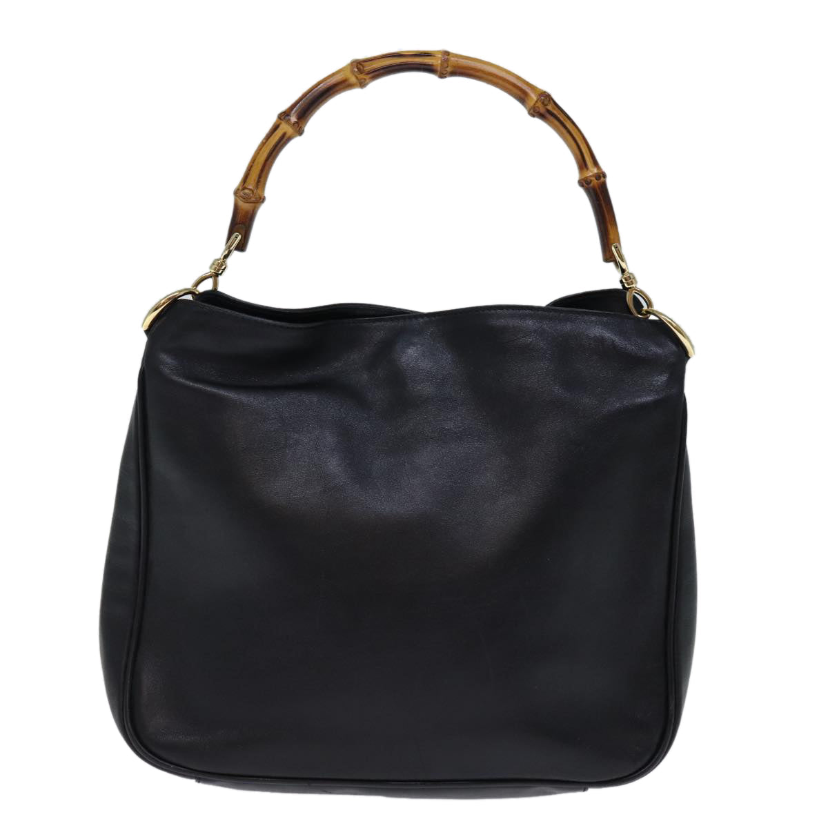 GUCCI Bamboo Hand Bag Leather Black 001 2113 1638 ti1685